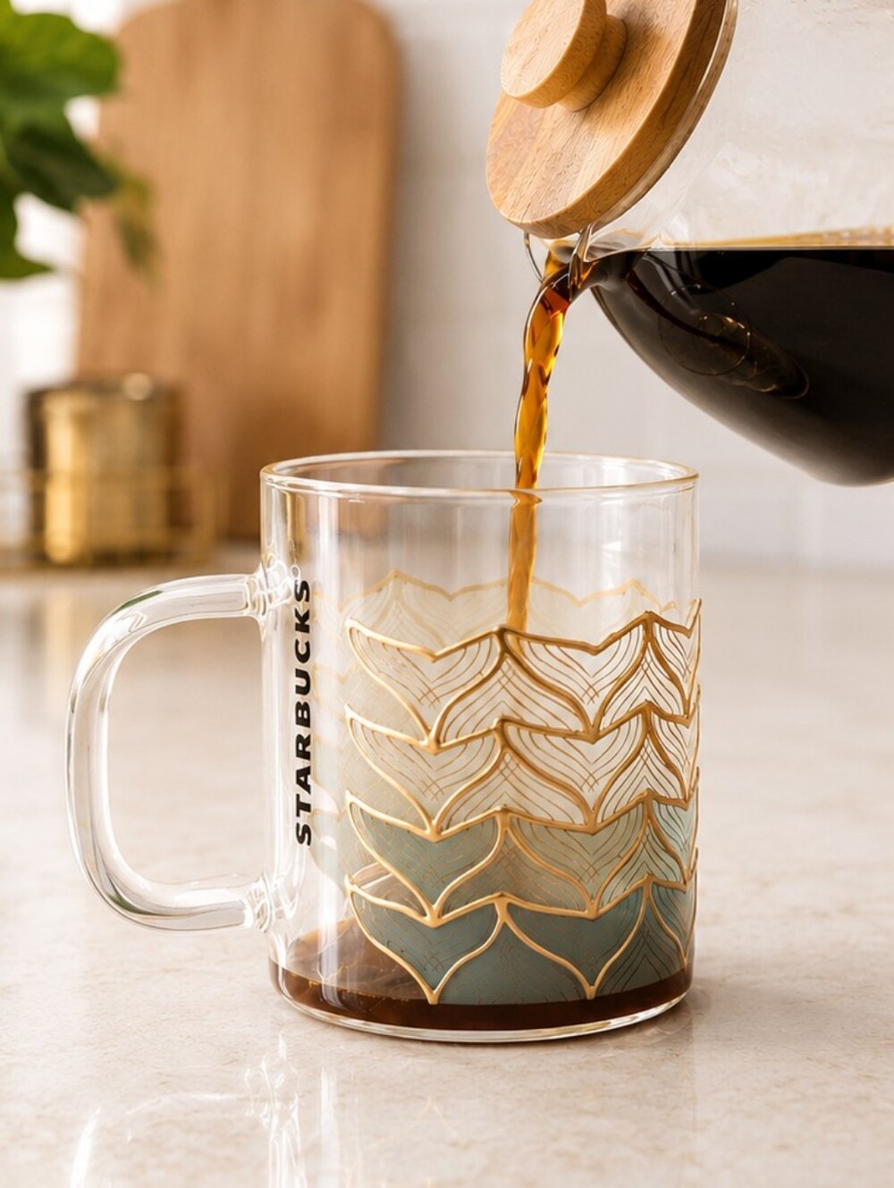 Starbucks Limited Edition 50th Anniversary 12 oz. Mermaid Tail Clear Glass Mug